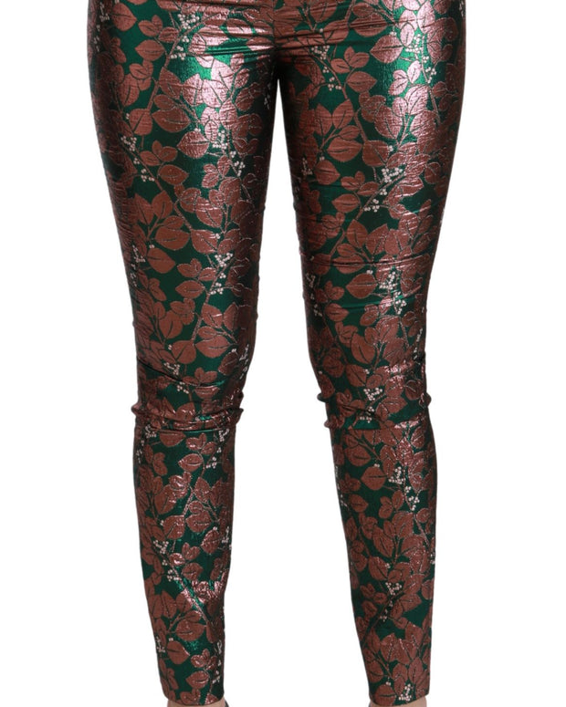Green Bronze Leaf Tights Skinny Pants