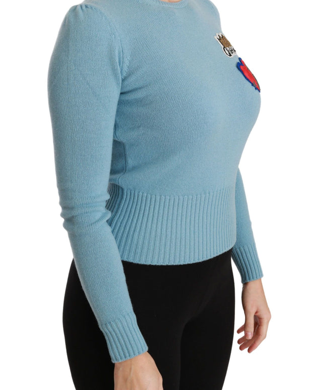 Blue Wool Queen Heart Pullover Sweater