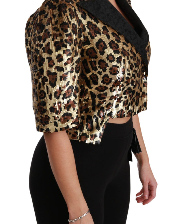 Blazer Gold Leopard Sequined Jacket
