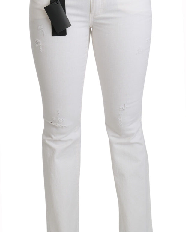 White Heart Flared Stretch Cotton Pants