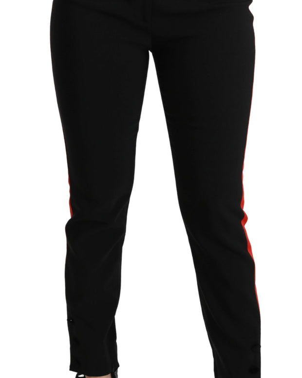 Black Skinny Stretch Fox Head Cotton Pants