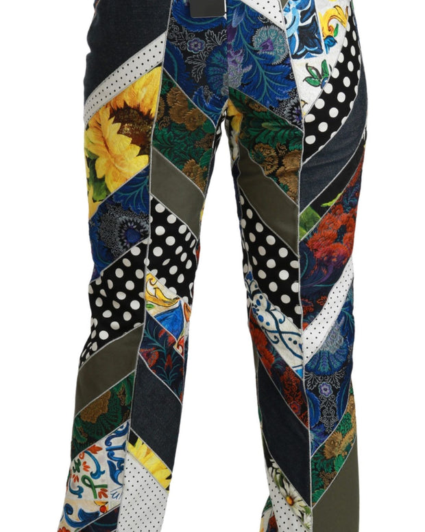 Multicolor Print High Waist Straight Pants