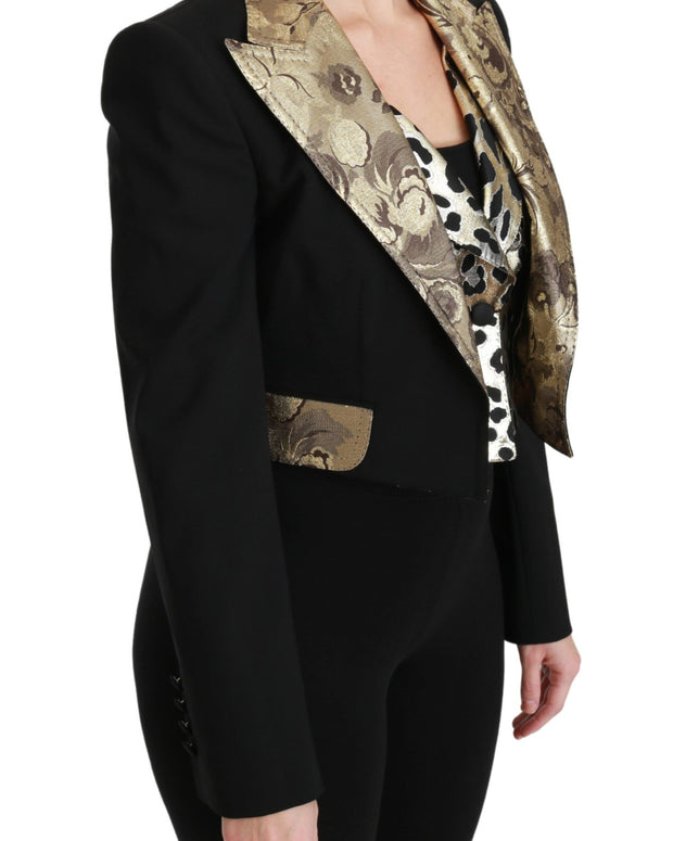Black Jacquard Vest Blazer Coat Wool Jacket