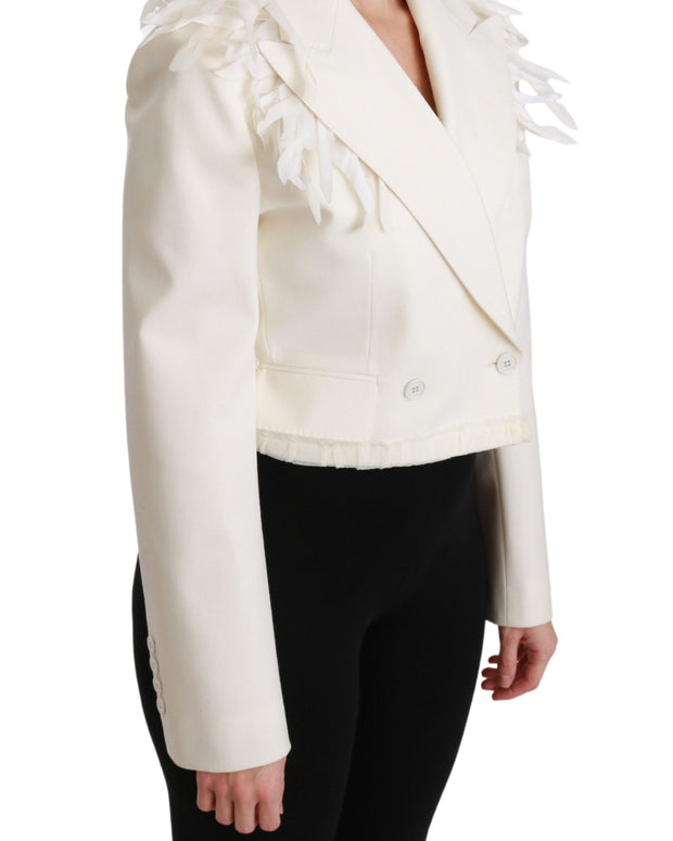 White Double Breasted Coat Wool Jacket