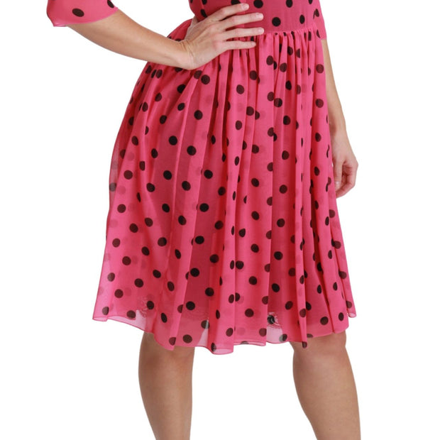 Elegant Polka Dot A-Line Knee Length Dress