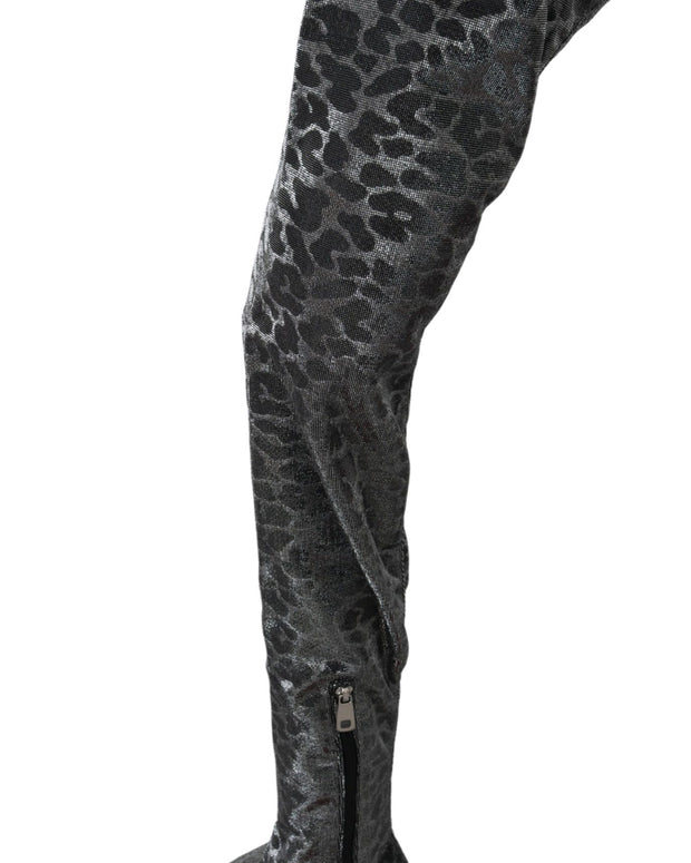 Gray Leopard High Top Sneakers Booties Shoes