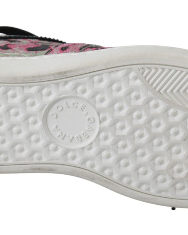 Pink Leopard Print Training Leather Flat Sneakers