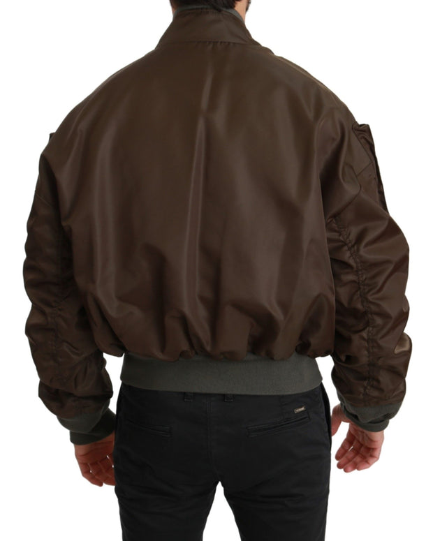Brown Beaded Crown Skull Logo Jacket