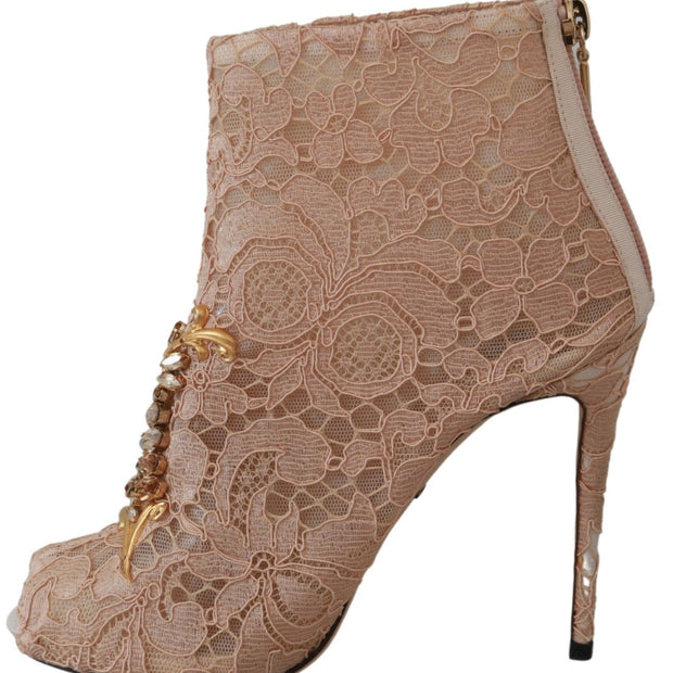 Elegant Lace Stilettos with Crystal Accents