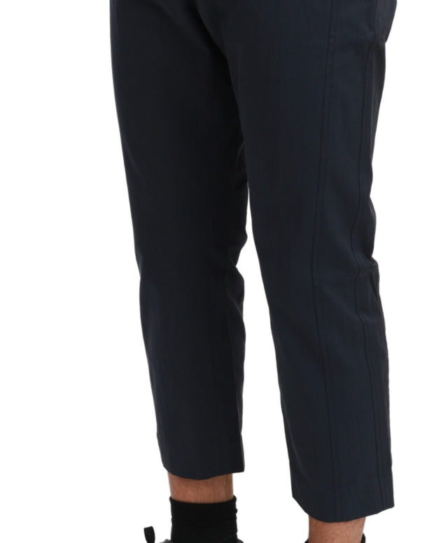 Brown Stripes Cropped Trousers Pants