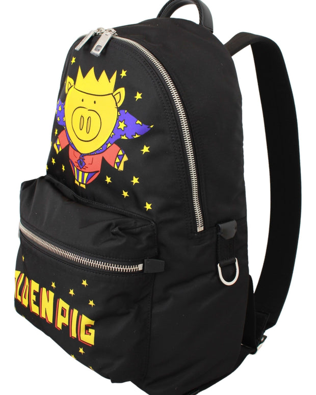 Black Golden Pig of the Year School Backpack