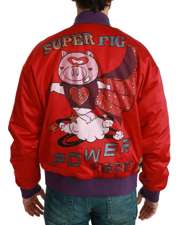 Red YEAR OF THE PIG Bomber Jacket