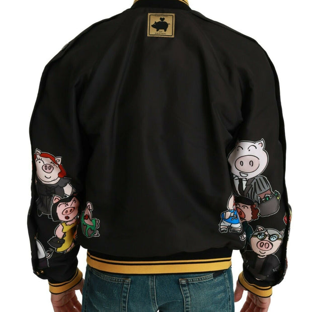 Multicolor Motive Bomber Style Jacket