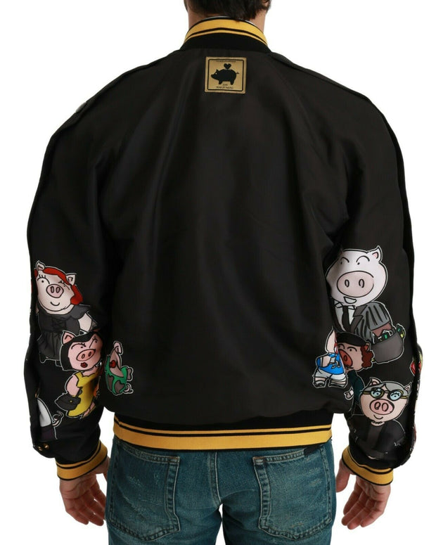 Black YEAR OF THE PIG Bomber Jacket