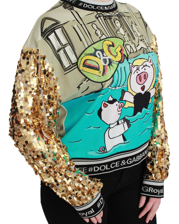 Year of the Pig Sequined Top  Sweater