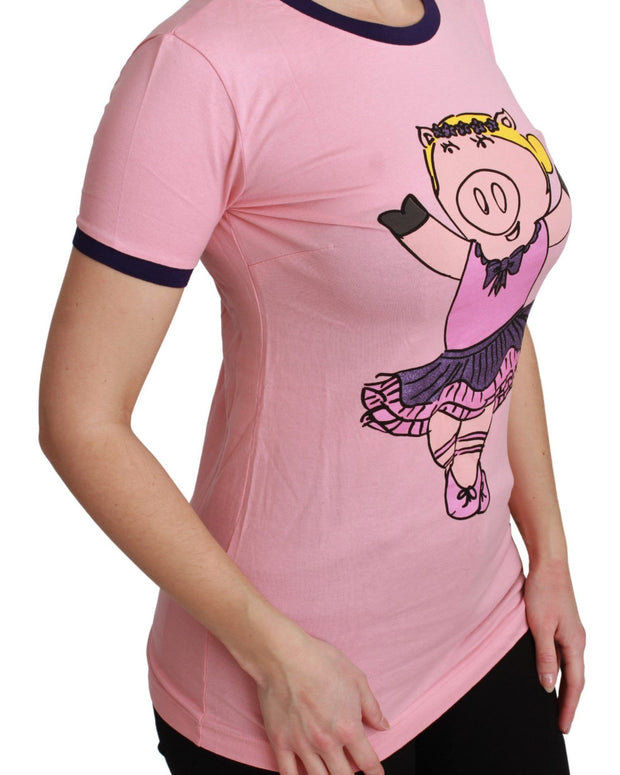 Pink YEAR OF THE PIG Top Cotton T-shirt