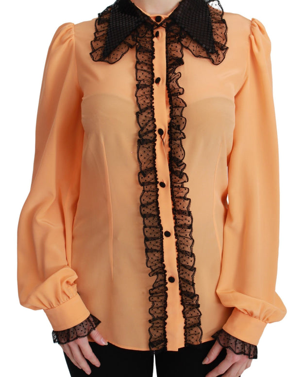 Yellow Silk Sequin Lace Blouse Shirt