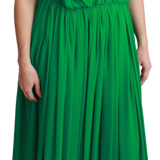 Elegant Sleeveless Pleated Silk Maxi Dress