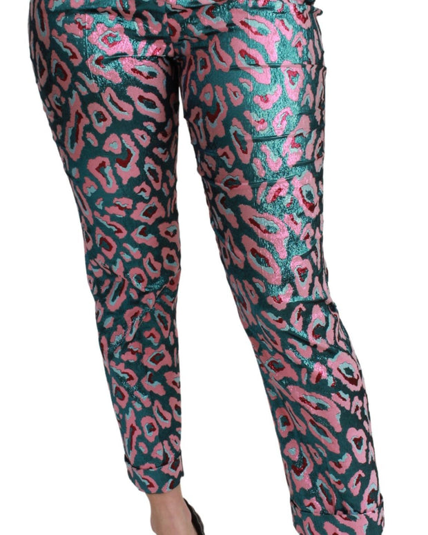 Multicolor Patterned Cropped High Waist Pants