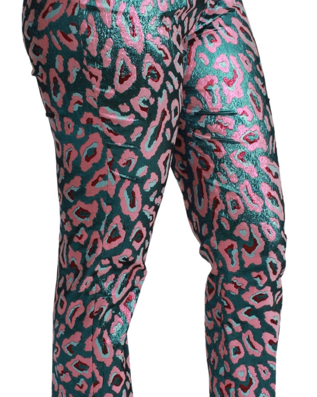 Multicolor Patterned Cropped High Waist Pants