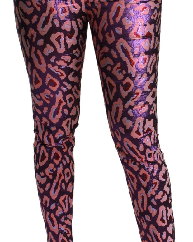 Multicolor Patterned Cropped High Waist Pants