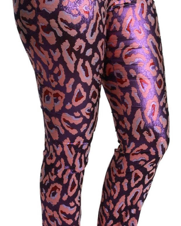 Multicolor Patterned Cropped High Waist Pants
