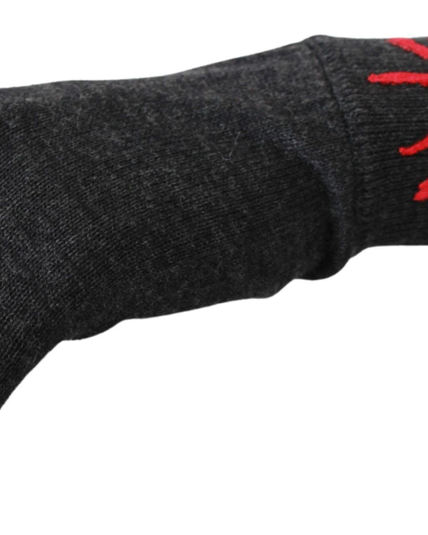 Gray #DGLovesLondon Embroidered Wool Gloves