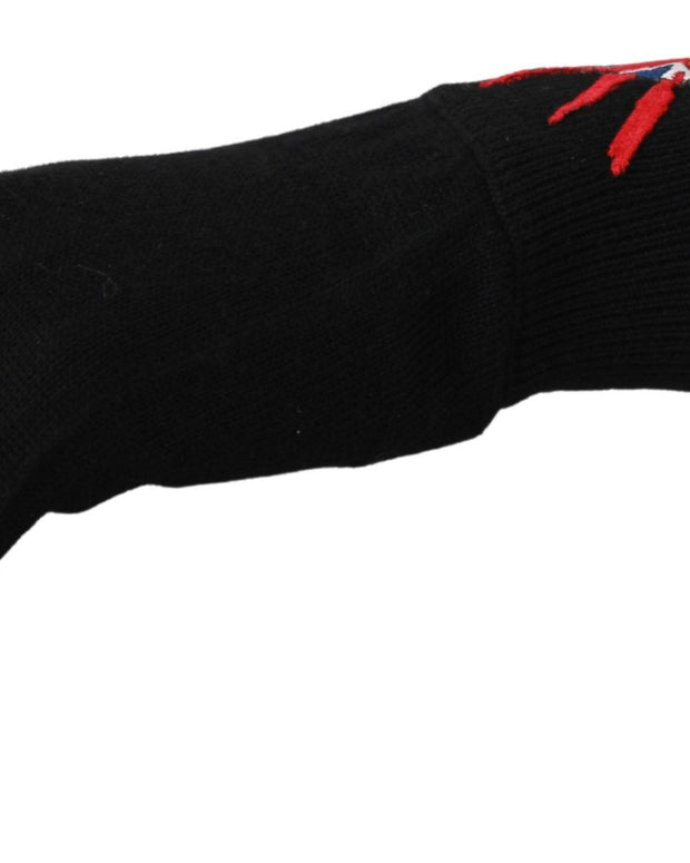 Black #DGLovesLondon Embroidered Wool Gloves