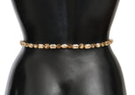 Champagne Crystal Embellished Leather Belt