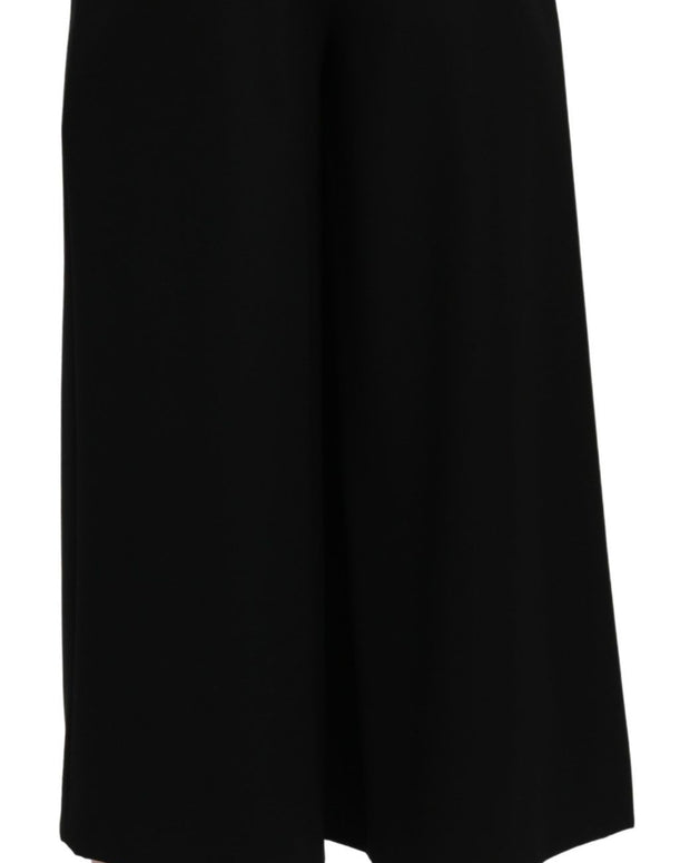 Black High Waist Wide Leg Cropped Pants