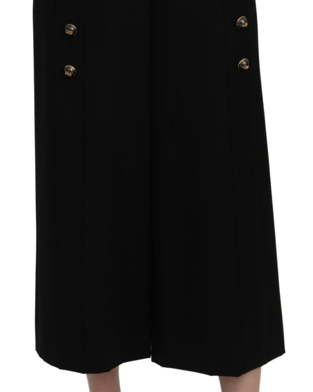 Black High Waist Wide Leg Cropped Pants