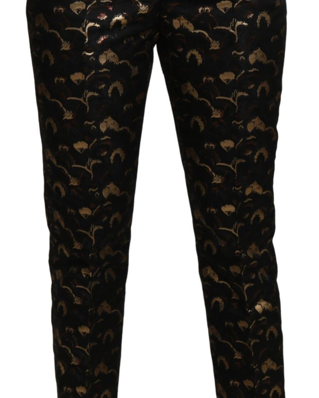 Black Gold Brocade High Waist Pants