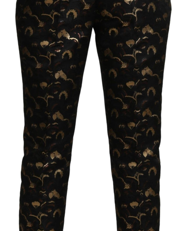 Black Gold Brocade High Waist Pants