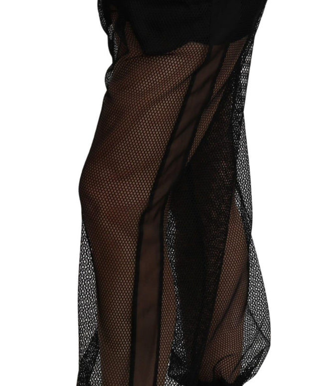 Black See Through Jogger Polyester Pants