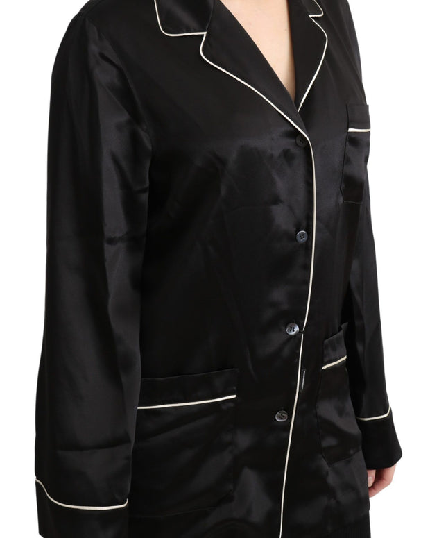 Black Shirt Silk Stretch Top Blouse
