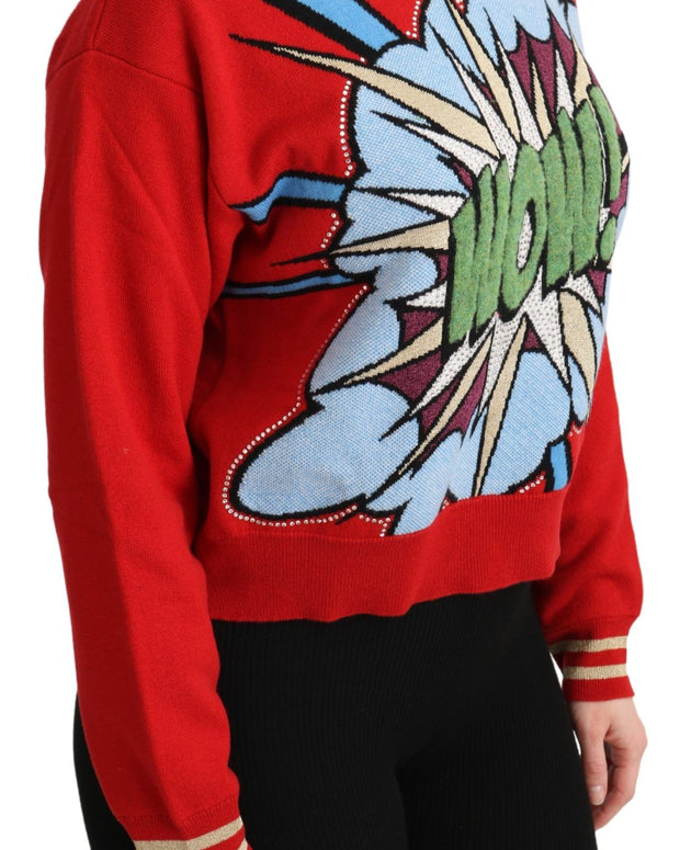 Red Knitted Cashmere Cartoon Top Sweater