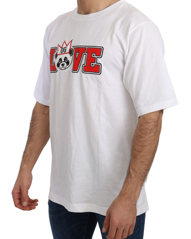 White Love Panda Print Top T-shirt