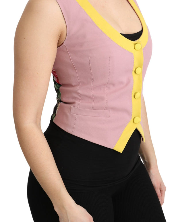 Pink Sleeveless Waistcoat Vest Cotton Top