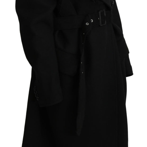 Elegant Black Wool Trenchcoat