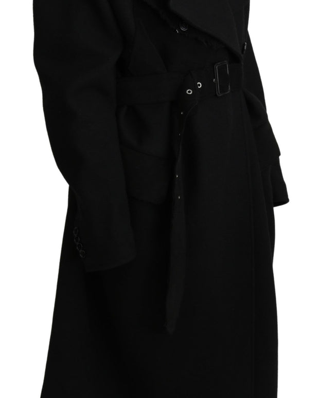 Virgin Wool Black Blazer Trenchcoat Jacket