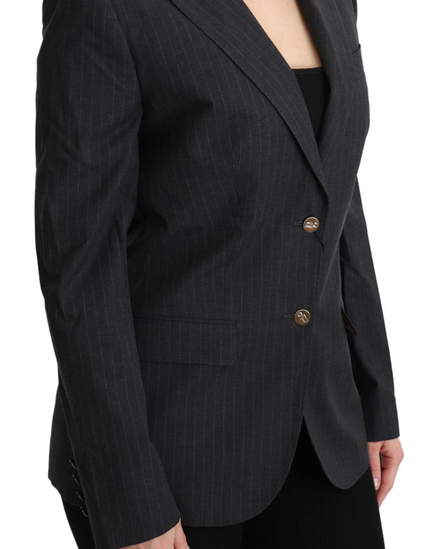 Gray Single Breasted Blazer Cotton Jacket