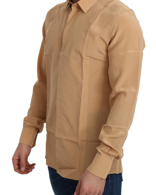 Yellow 100% Silk GOLD Top Slim Shirt