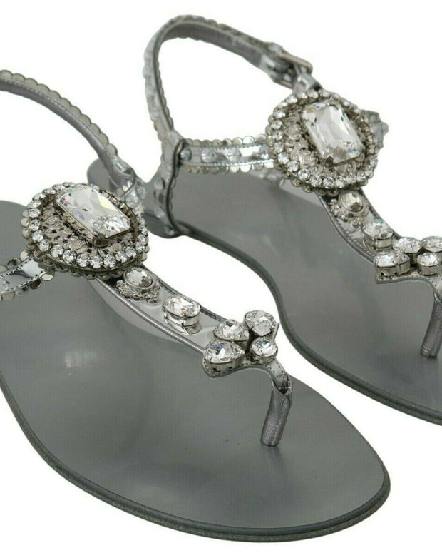 Silver Crystal Sandals Flip Flops Shoes