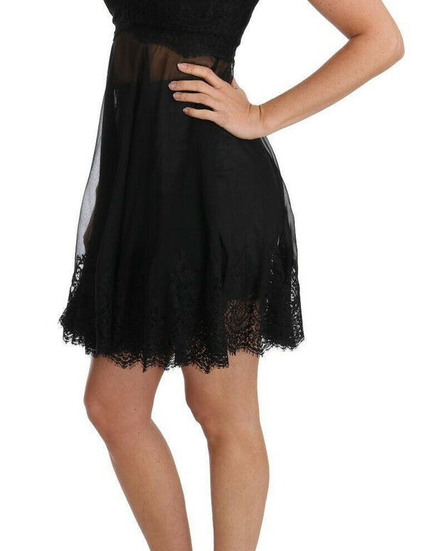 Black Silk Lace Dress Chemise Lingerie