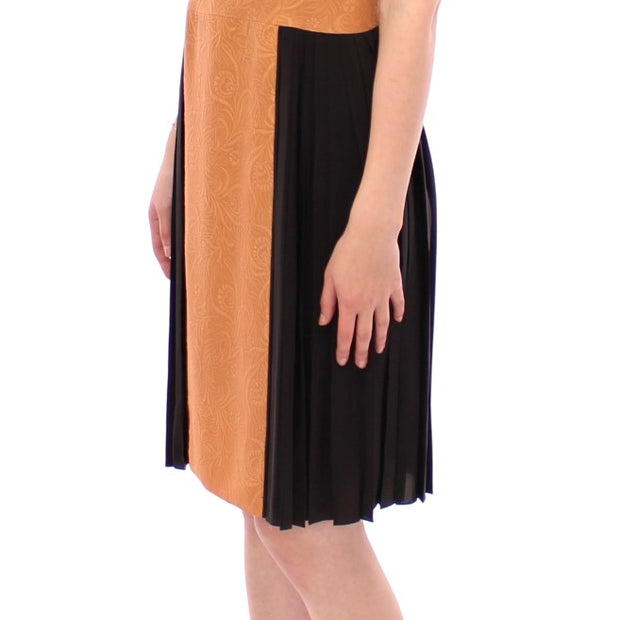 Silk Bronze & Black Sleeveless Sheath Dress