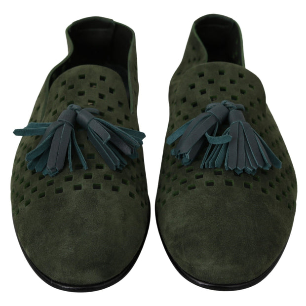 Elegant Green Suede Loafers for Men