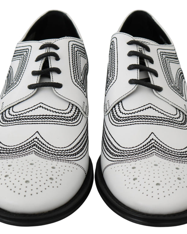 White Leather Derby Formal Black Lace Shoes