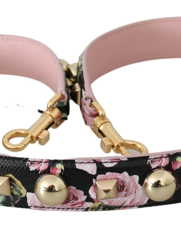 Pink Floral Leather Stud Accessory Shoulder Strap