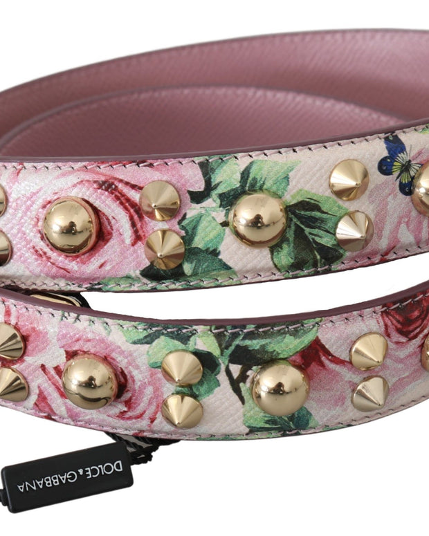 Pink Floral Leather Stud Accessory Shoulder Strap