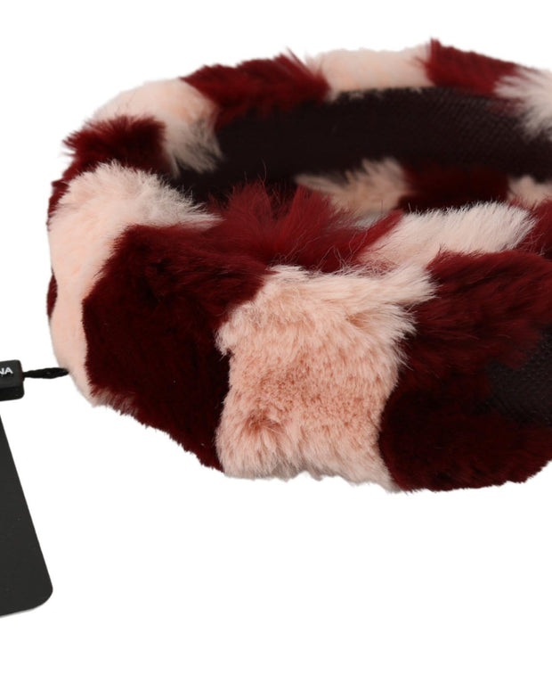 Pink Red Lapin Fur Accessory Shoulder Strap